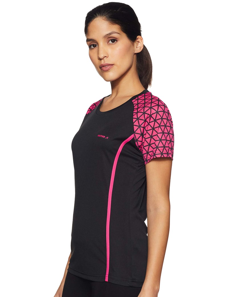 Vector X VTDF-005-B-S Polyester Sports T-Shirt, Small (Pink & Black) - Image 2
