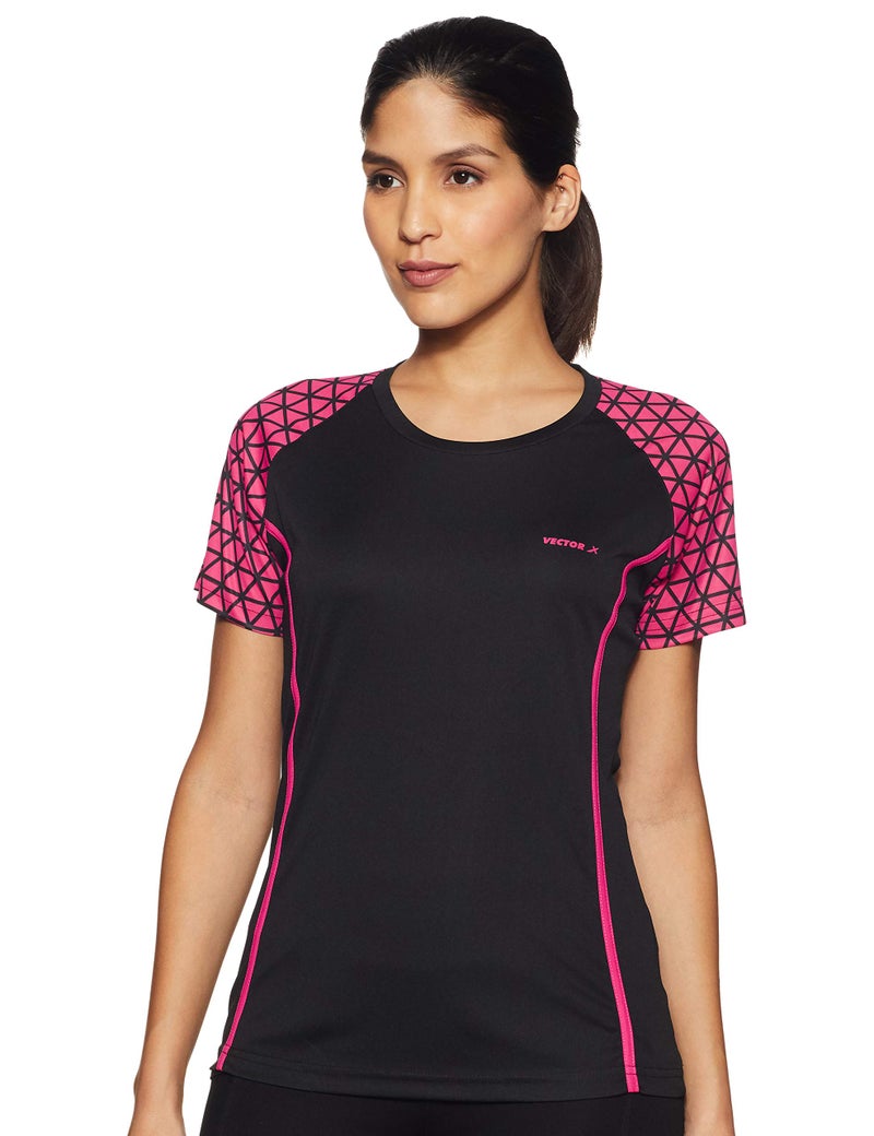 Vector X VTDF-005-B-S Polyester Sports T-Shirt, Small (Pink & Black) - Image 4