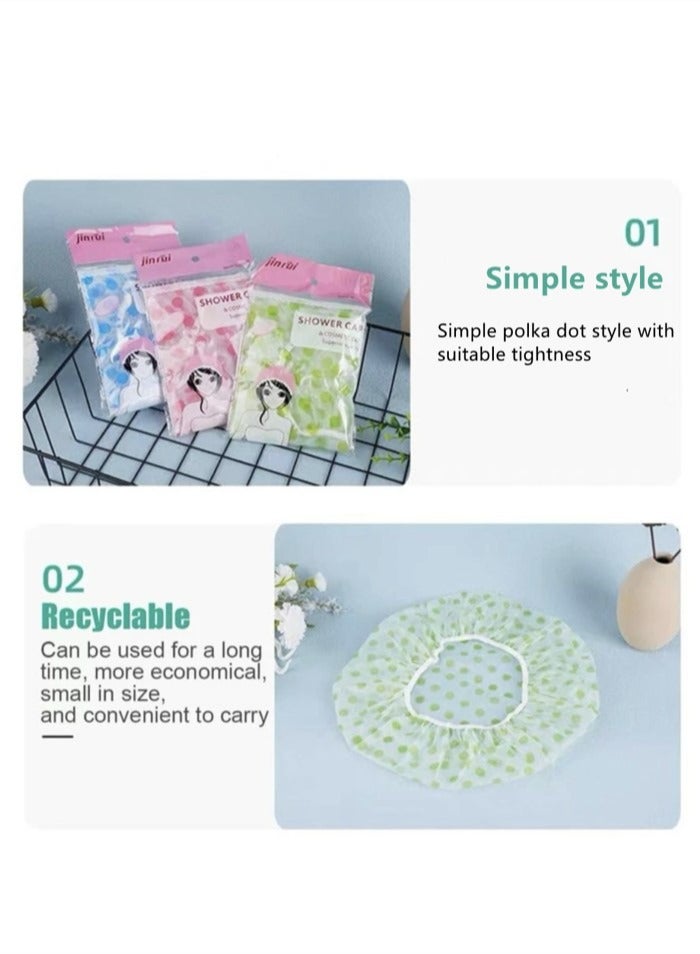 Kutis 3-Piece Shower Caps Waterproof Bath Caps Reusable Shower Caps PEVA Green 27 cm - Image 2