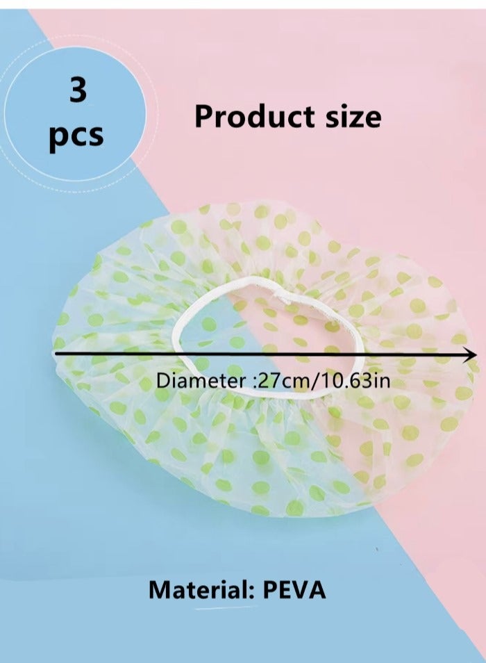 Kutis 3-Piece Shower Caps Waterproof Bath Caps Reusable Shower Caps PEVA Green 27 cm - Image 4