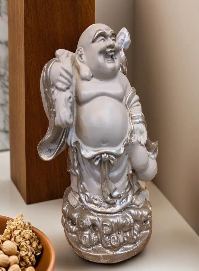 SANKALAN CREATIONS Sankalan's Laughing Buddha Statue, Silver, Resin, Feng Shui Decor, Wealth and Prosperity Symbol - Image 2