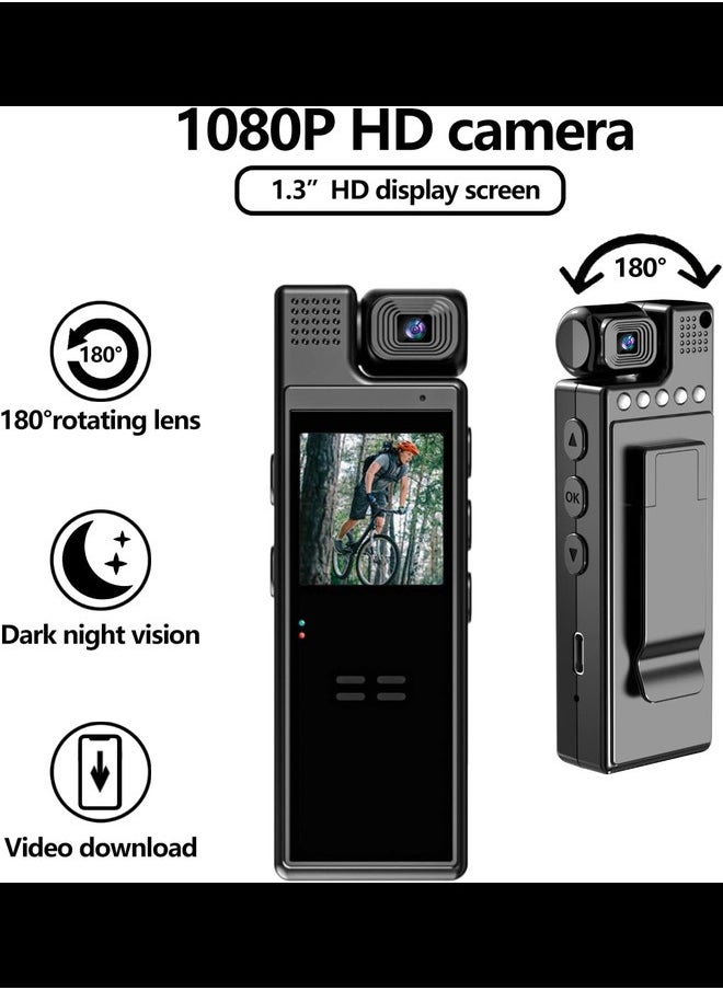 Generic Mini Body Camera with 1080P HD Recording Night Vision, 1.3 in Screen Recorder，Motion Detection, Infrared Night Vision, Loop Recording, Automatic Save  - Image 2