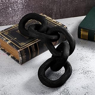 Queekay Decorative Wood Chain Link Decor Rustic Wood Link 5 Link Wooden Chain Decor Link Ornament Farmhouse Wooden - Image 1