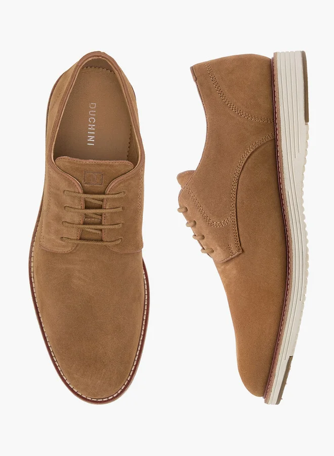 DUCHINI Men's Suede Derby Shoes with Lace-Up Closure
