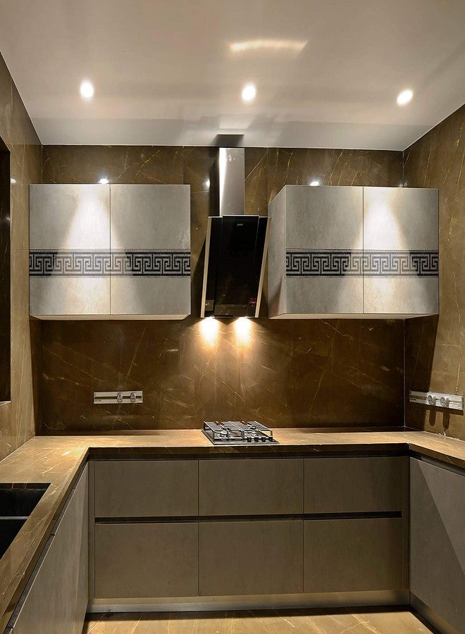 WallDesign شريط حائط WallDesign - بنمط أمواج يونانية قديمة - لتزيين الحمام والمطبخ وغرفة المعيشة - لفة 3 بوصات × 10 أقدام - ملصق فينيل لامع مقاوم للماء - Image 3