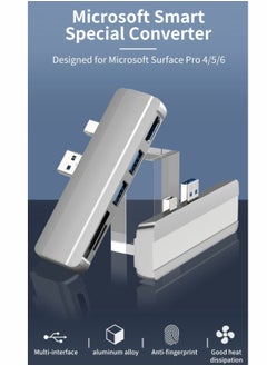 Excefore Hub for Surface Pro 4 5 6 Docking Station USB 3.0x2 Adapter, SD TF Micro Memory Card Reader, 4K HDMI Port Microsoft 6 5 4（SILVER)  - Image 2