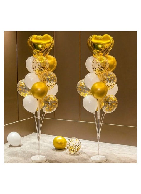 Birthday, Graduation, Engagement Party Decorations Set of 29 Pcs 27pcs Colorful Latex Balloons with 2pcs Large Heart Shaped Foil Balloon