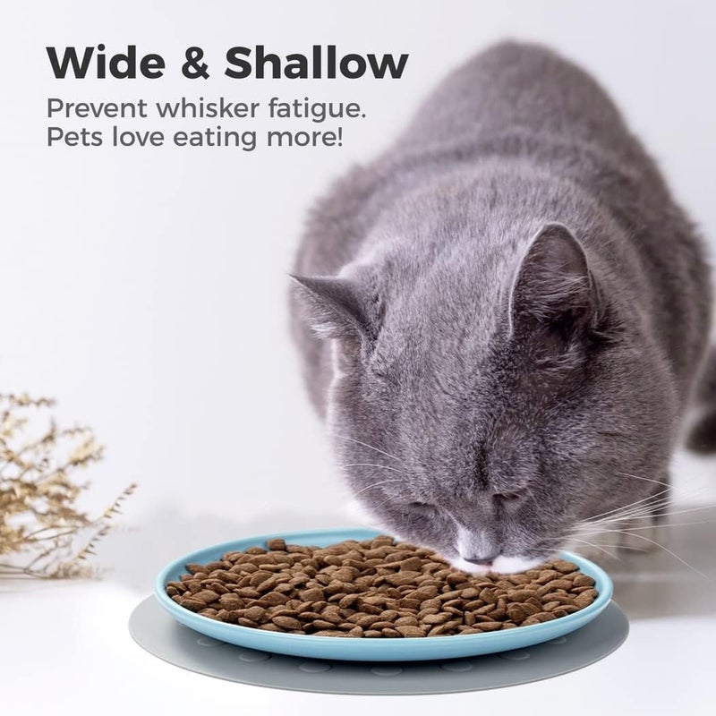 Free Whisker Stress Cat Feeding Plates, 3 Packs, Wide & Shallow Cat Food Dish to Relieve Whisker Fatigue for Cats, Kittens, Puppies, with 3 Non-Slip Mats, Dishwasher Safe, Ceramic Cat Bowls - Image 5