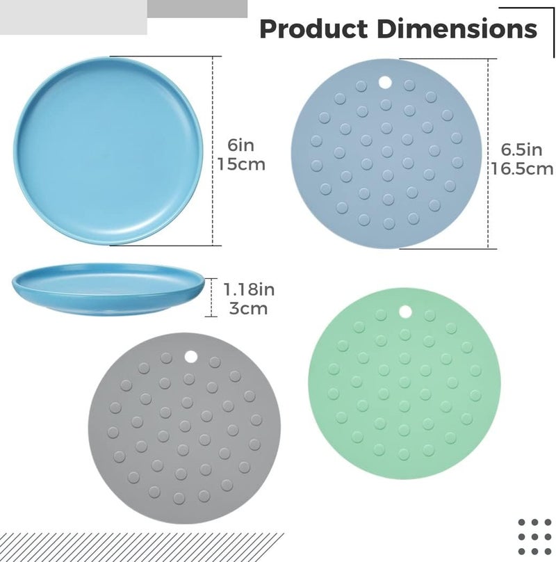 Free Whisker Stress Cat Feeding Plates, 3 Packs, Wide & Shallow Cat Food Dish to Relieve Whisker Fatigue for Cats, Kittens, Puppies, with 3 Non-Slip Mats, Dishwasher Safe, Ceramic Cat Bowls - Image 3