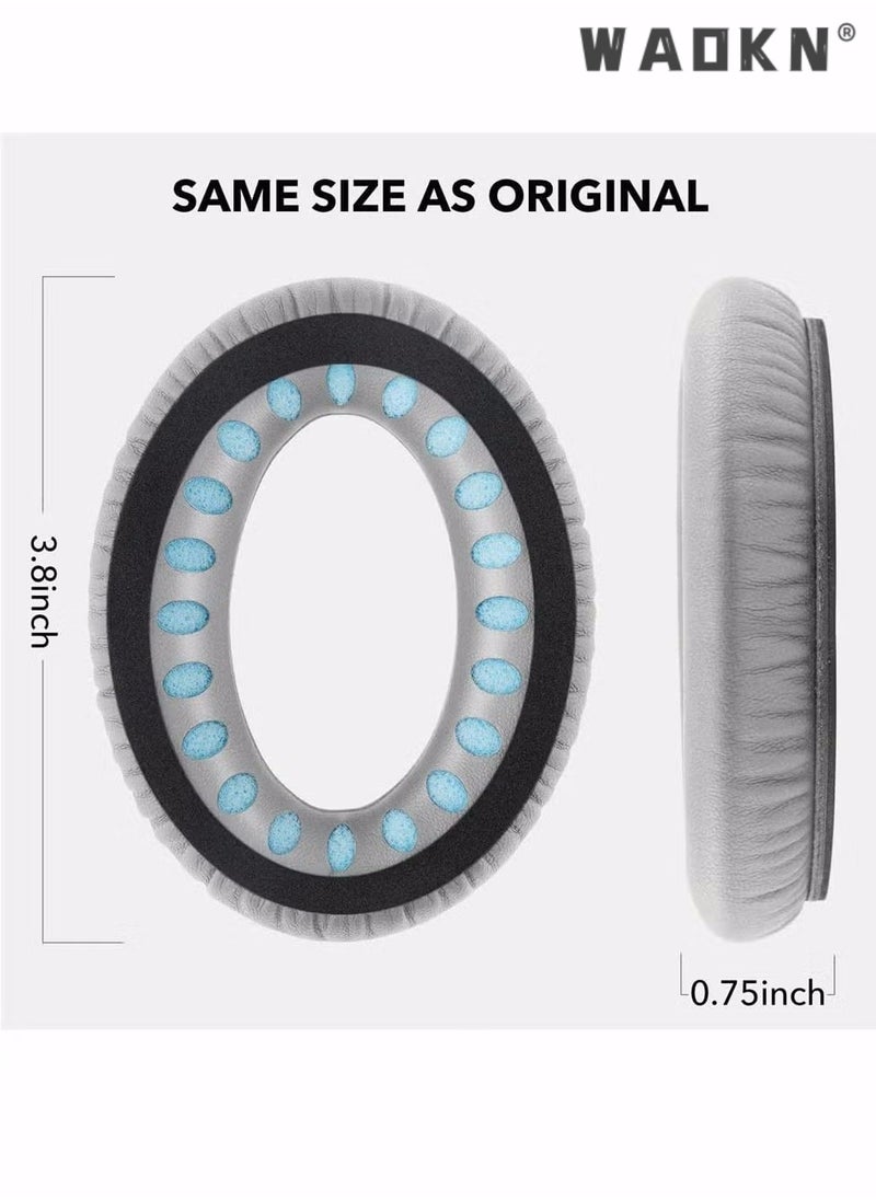 WAOKN Cushions Bose Replacement Ear Pads Kit, Professional Replacement Earpads Cushions for QC35, QC35ii Headphones, Ear Pads with Softer Leather, Noise Isolation Foam, Added Thickness (Grey)  - Image 5