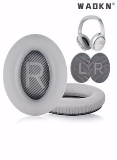 WAOKN مجموعة وسائد أذن بديلة من Bose، وسائد أذن بديلة احترافية لسماعات QC35، QC35ii، وسادات أذن مع جلد أكثر نعومة، إسفنج عازل للضوضاء، سُمك إضافي (رمادي)  - Image 1