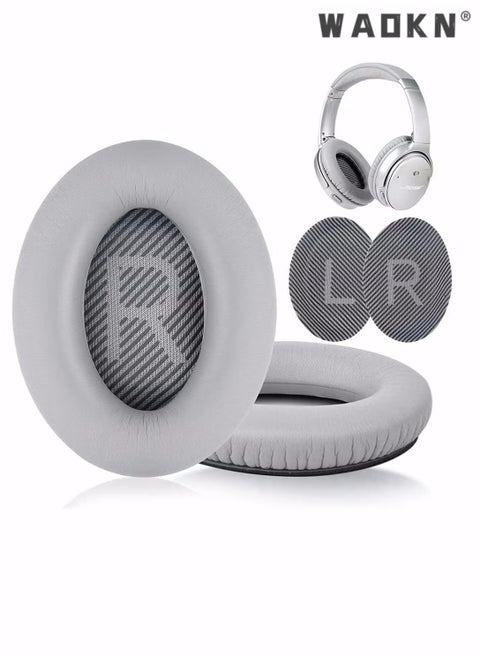 Cushions Bose Replacement Ear Pads Kit, Professional Replacement Earpads Cushions for QC35, QC35ii Headphones, Ear Pads with Softer Leather, Noise Isolation Foam, Added Thickness (Grey)