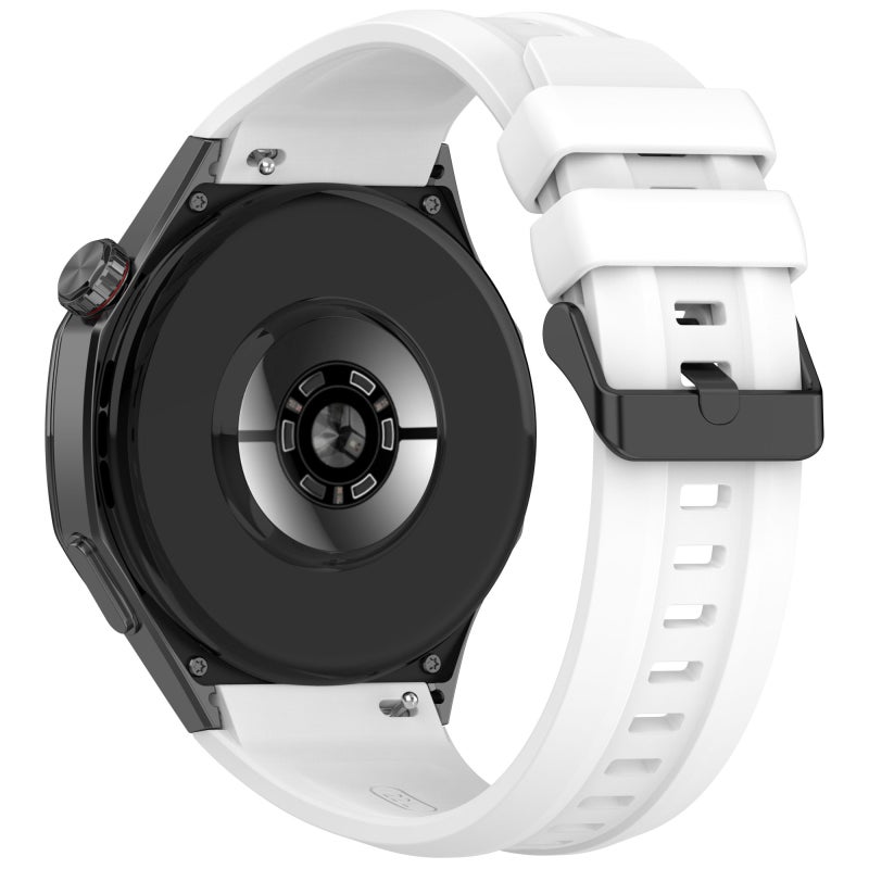 إيروريكس لساعة هواوي جي تي 5 برو 46 مم، سوار ساعة من السيليكون السائل بمشبك فولاذي أسود (أبيض) - Image 2