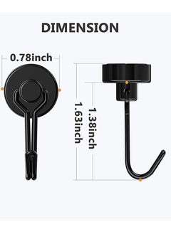 Y&D Magnetic Hooks, Heavy Duty Strong Neodymium Magnet Hook 30 Lbs with Rust Proof for Indoor Outdoor Hanging, Refrigerator, Grill, Kitchen, Key Holder, Locker, Classroom, Black, Pack of 8  - Image 2