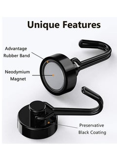 Y&D Magnetic Hooks, Heavy Duty Strong Neodymium Magnet Hook 30 Lbs with Rust Proof for Indoor Outdoor Hanging, Refrigerator, Grill, Kitchen, Key Holder, Locker, Classroom, Black, Pack of 8  - Image 3