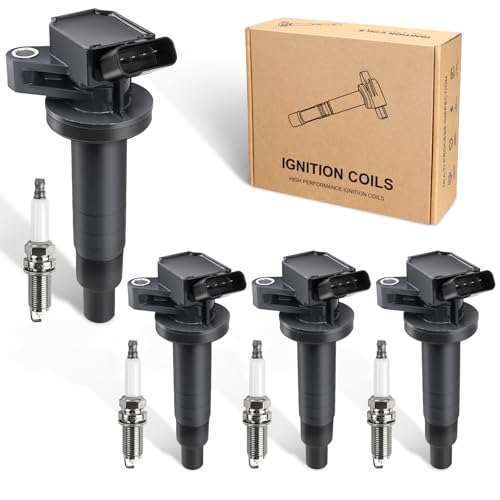 TXROMTZ 4pcs Ignition Coil & Spark Plug Compatible with Toyota Corolla Matrix Pontiac Vibe 1.8L L4 2000 2001 2002 2003 2004 2005 2006 2007 2008 Coil Pack Replaces# UF315 C1249 UF247 - Image 1