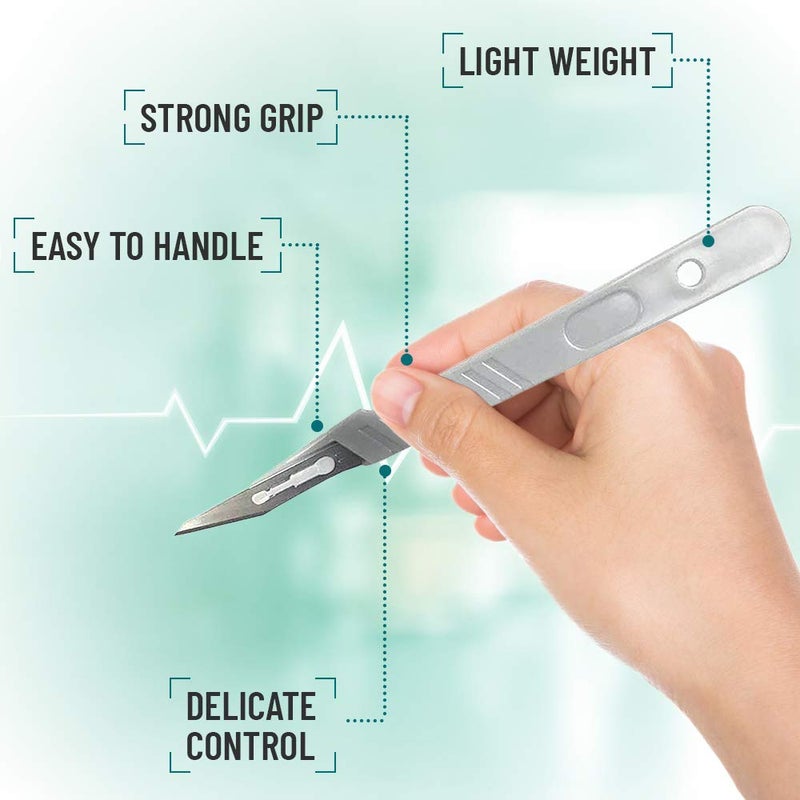 MedHelp Disposable Scalpel 11 Disposable Dermaplaning Blades with Plastic Handle, High Carbon Steel Dermablade Surgical Blades. Individually Wrapped 11 Blade, Sterile - Box of 10 - Image 3