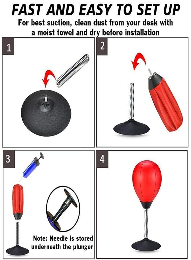RECRISRA Free Standing Desktop Punching Bag Stress Buster Relief with Stand Boxing Punch Ball with Suction Cup to Reflex Strain and Tension Toy's for Boy's - Image 5