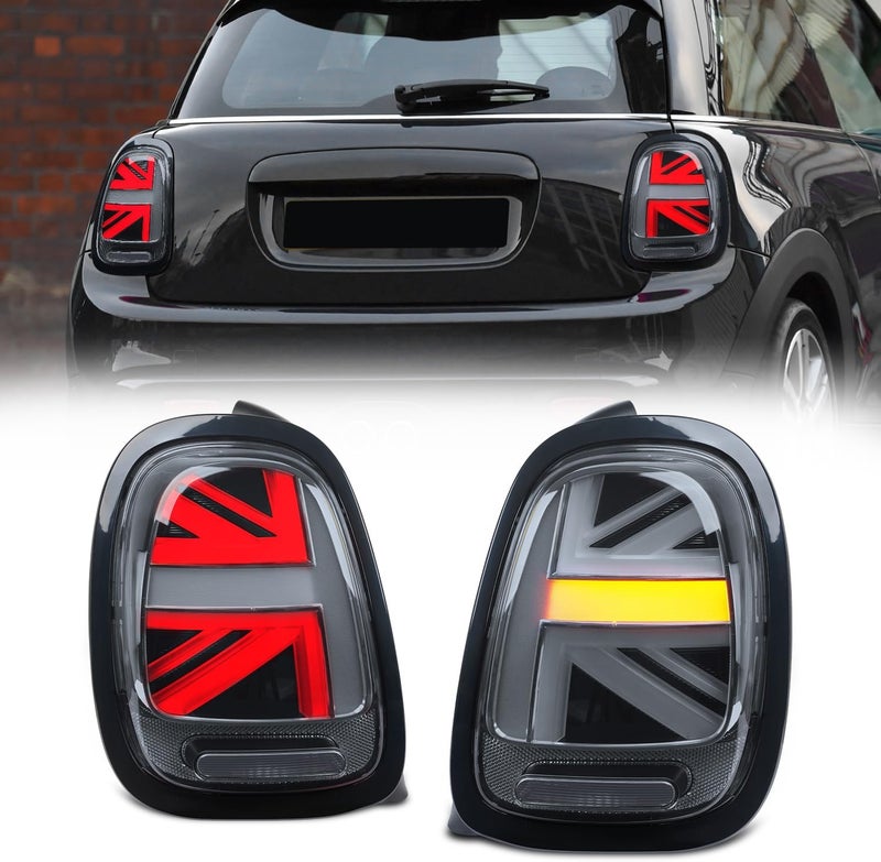 Archaic Tail Lights Assembly for Mini Cooper F55-57 with Sequential Turn Signal Light - Full LED Union Jack Design (2014-2021) - Image 1