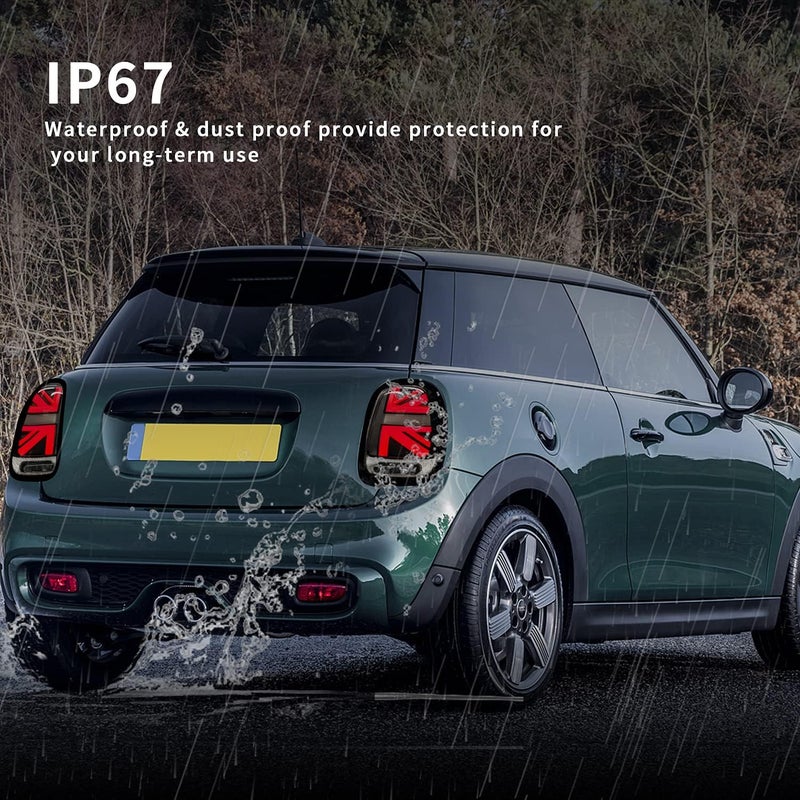 Archaic Tail Lights Assembly for Mini Cooper F55-57 with Sequential Turn Signal Light - Full LED Union Jack Design (2014-2021) - Image 4