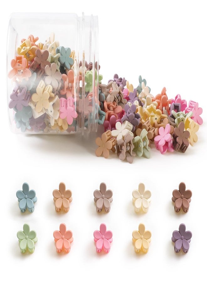 Shidara 100 PCS Mini Flower Hair Claw Clips Set for Women and Girls | Matte Small Hair Accessories | Mini Claw Clips, Cute Jaw Clip Hairpins Barrettes and Tiny Non-Slip Clamps (Colorful) - Image 1