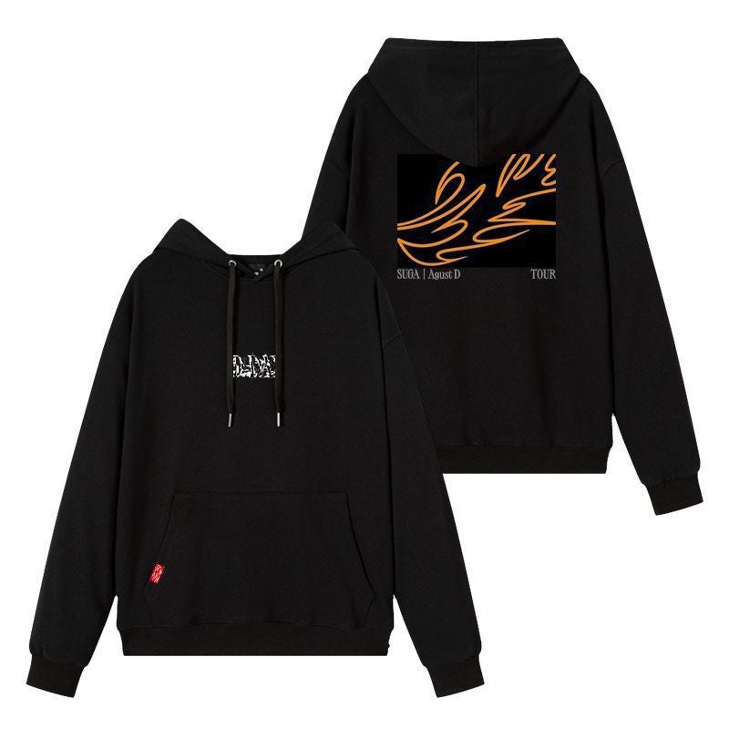 Generic Kpop BTS Suga D-DAY Concert Hoodie Cotton Black Hoodie