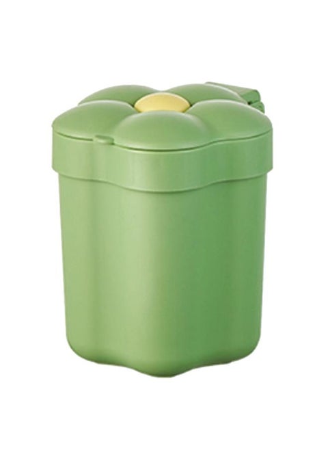 Desktop Trash Bin with Lid Flower Shape Small Garbage Can Large Opening Storage Paper Basket Green