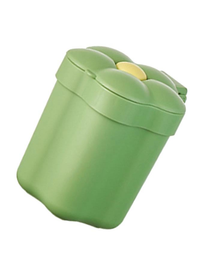 Thoraya - Desktop Trash Bin with Lid Flower Shape Small Garbage Can Large Opening Storage Paper Basket Green - Image 1