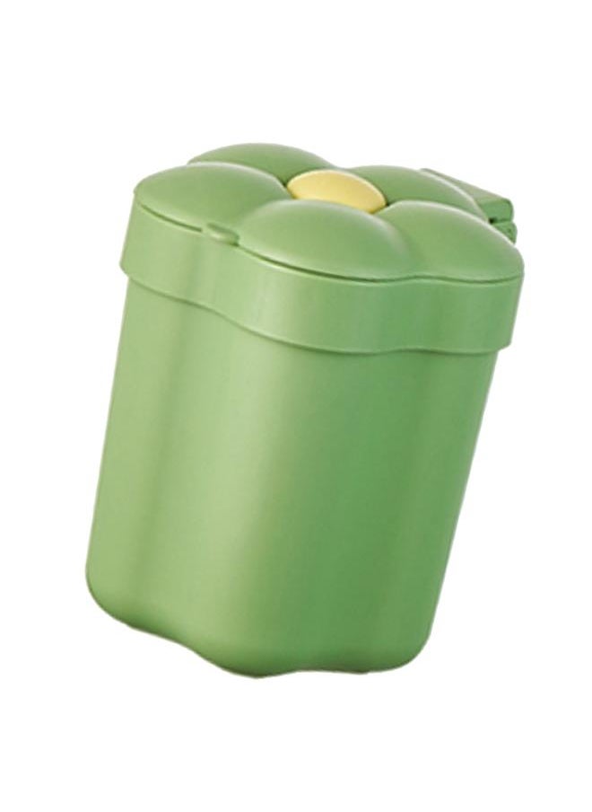 Thoraya - Desktop Trash Bin with Lid Flower Shape Small Garbage Can Large Opening Storage Paper Basket Green - Image 1