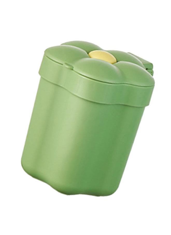 Thoraya - Desktop Trash Bin with Lid Flower Shape Small Garbage Can Large Opening Storage Paper Basket Green - Image 1