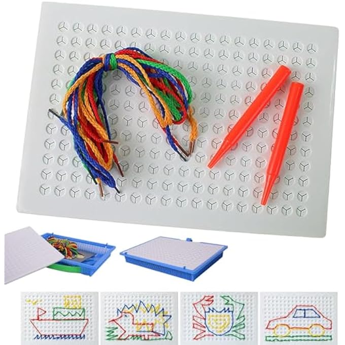 DIY STRING ART KIT FOR KIDS, PUZZLE DRAWING TOYS STRING WEAVING GRAPHICS, CRAFT DRAWING BOARD WITH 20 COLORED ROPE, EDUCATIONAL WEAVING ACTIVITY FOR SKILL PARENT-CHILD INTERACTION FUN(1 SET) - Image 1