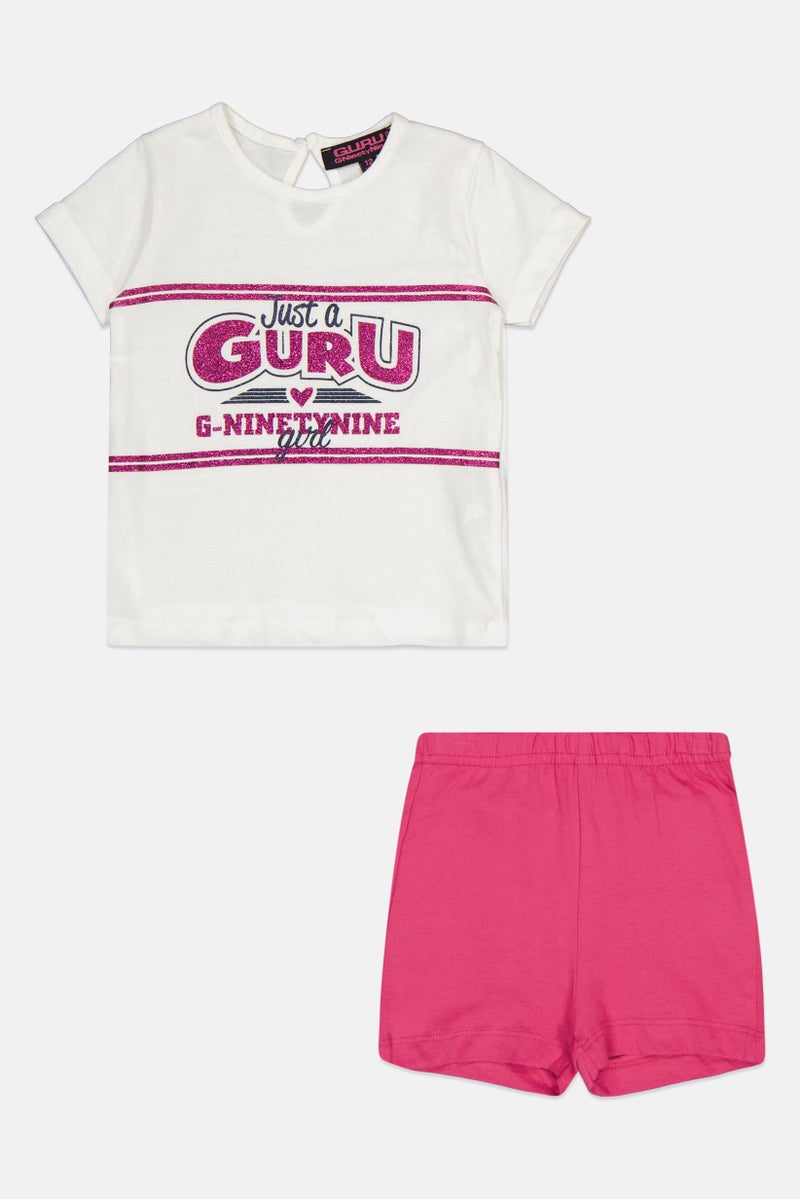Guru 99 Kids Girl 2 Pieces Graphic Print Top And Bottom Set, Multicolor - Image 1
