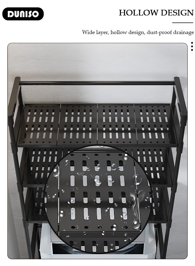 DUNISO Over the Washing Machine Storage Rack, 3-Tiers Drum Washer Dryer Stand Shelves, Space Saving Bathroom Balcony Organizer Rack,Large Capacity Laundry Shelf for  Home, Hotel - Image 4