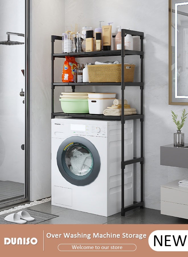 DUNISO Over the Washing Machine Storage Rack, 3-Tiers Drum Washer Dryer Stand Shelves, Space Saving Bathroom Balcony Organizer Rack,Large Capacity Laundry Shelf for  Home, Hotel - Image 1