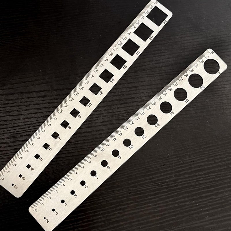 Stainless Steel Ruler With Square Hole Design 2mm Thickness Double Purpose Measuring Scale - Image 4