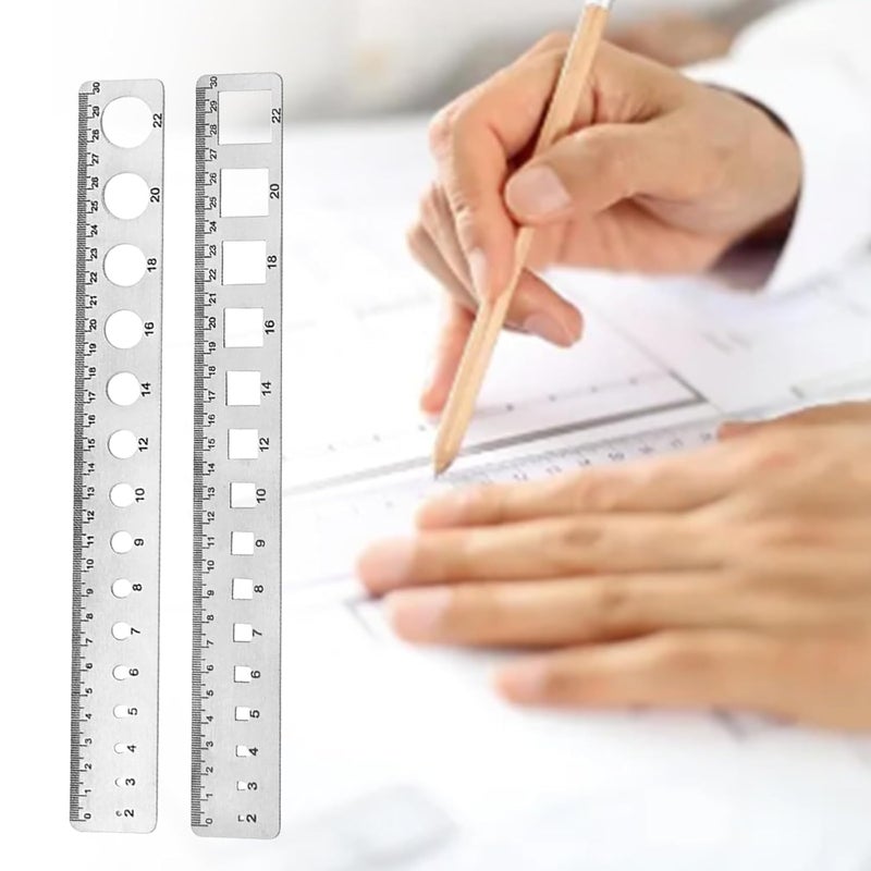 Stainless Steel Ruler With Square Hole Design 2mm Thickness Double Purpose Measuring Scale - Image 5