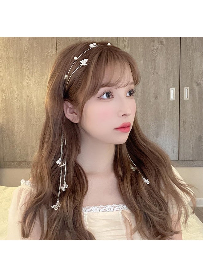 طوق رأس ذهبي مزين بشرابة كريستالية لحفلات الزفاف، أقراط صناعية مرصعة بأحجار الراين اللامعة، سلسلة شعر، طوق شعر، إكسسوارات شعر للنساء والفتيات - Image 4