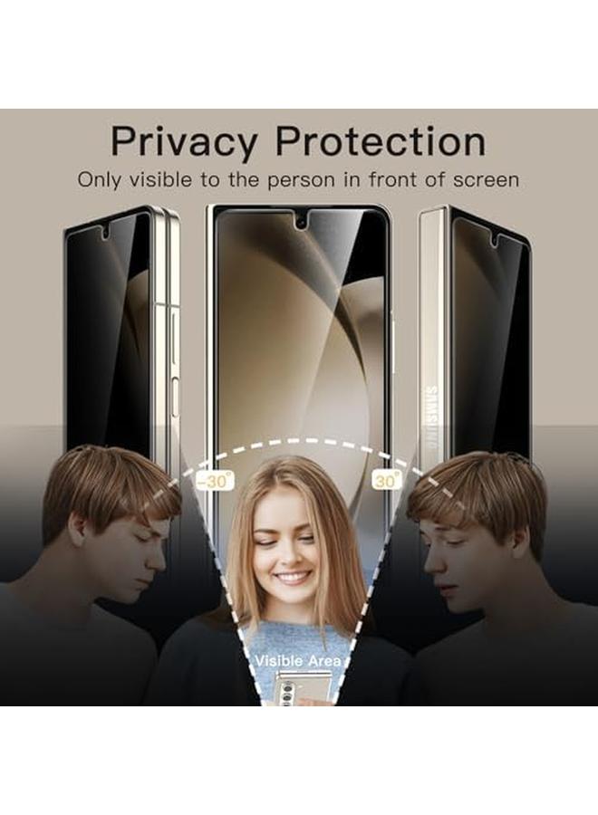 جي تيك واقي شاشة الخصوصية الأمامي لهاتف Samsung Galaxy Z Fold 5 من الزجاج المقوى المضاد للتجسس مع أداة تثبيت سهلة، عبوة من قطعتين - Image 4