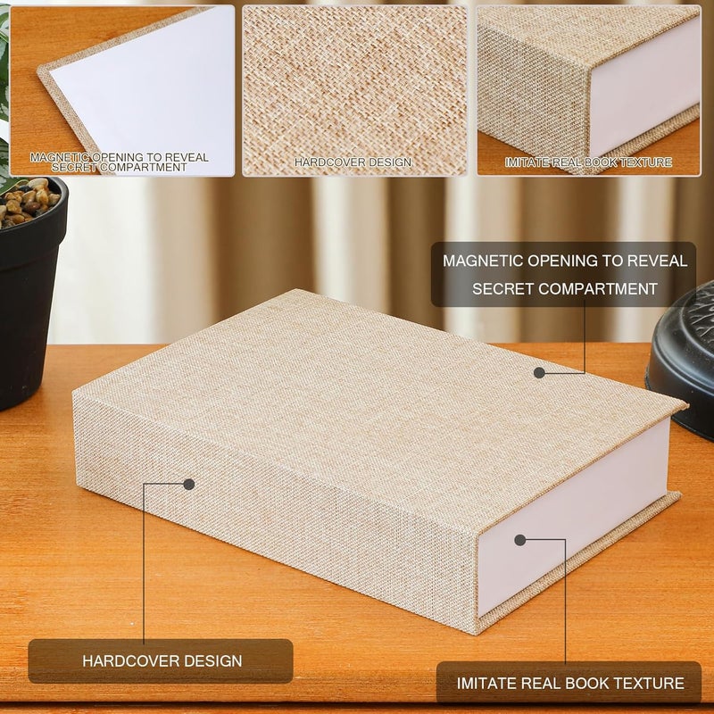 Tioncy 3 Pcs Fake Book Box Neutral Linen Book Box Decorative Faux Prop Storage for Farmhouse Home Decor shelf Table Card Photo DIY Keepsake Gift(Multi Sizes,Khaki, Dark Coffee, Light Coffee) - Image 3