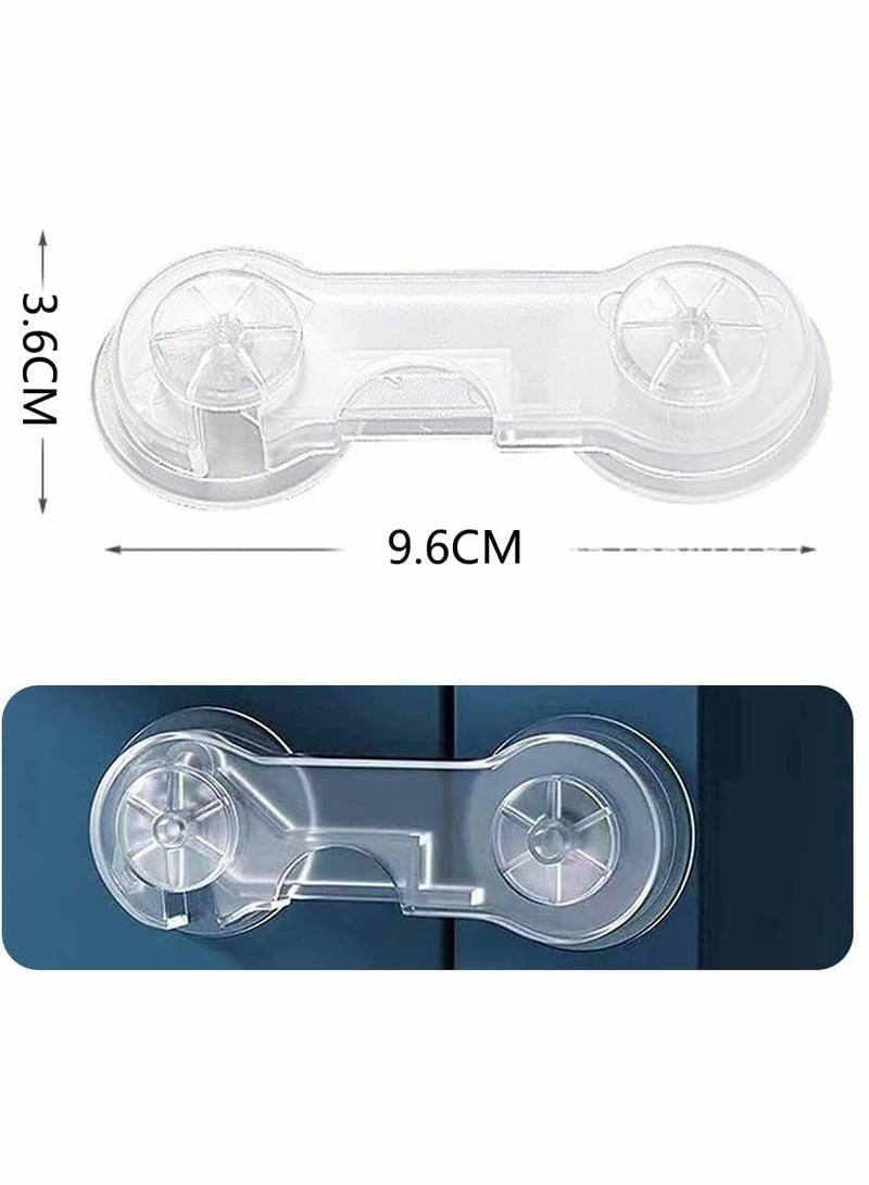 SYOSI 10 Pack Child Safety Locks, Baby Safety Lock Adjustable Child Safety Locks Transparent Child Safety Cupboard Door Lock, Non-Hole Child Lock (Long Handle + Short Handle)  - Image 3
