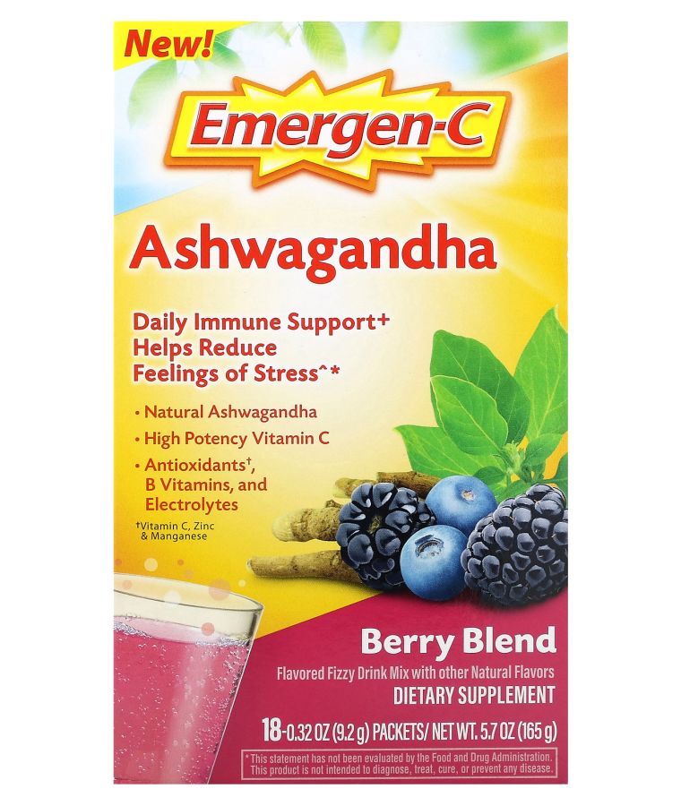 Emergen-C Ashwagandha Berry Blend 18 Packets 0.32 oz (9.2 g) Each