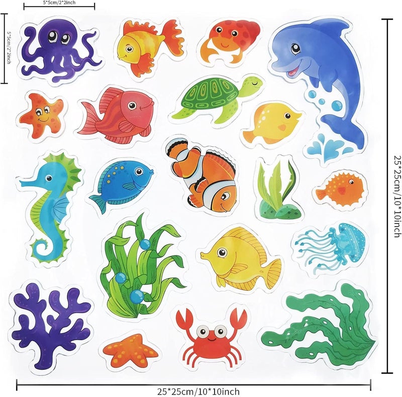 ARS 20 Pieces Sea Animals Thick Gel Clings Ocean Window Gel Clings Decals Stickers for Toddlers Kids - Image 2