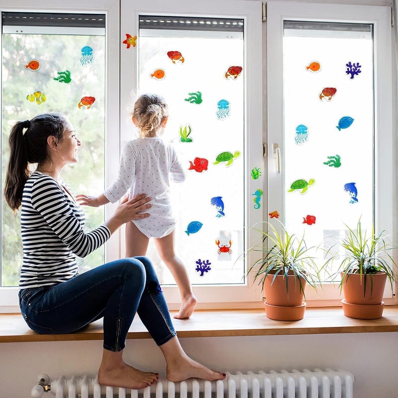 ARS 20 Pieces Sea Animals Thick Gel Clings Ocean Window Gel Clings Decals Stickers for Toddlers Kids - Image 4