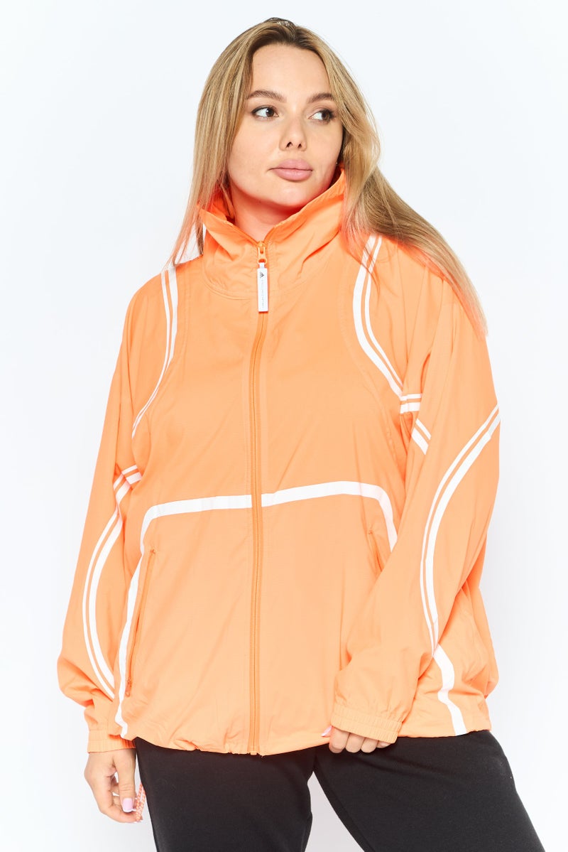 Adidas جاكيت تدريب طويل الأكمام للنساء، رياضي، برتقالي - Image 1