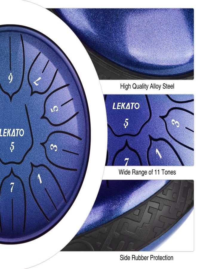 LEKATO Steel Tongue Drum 6 Inch 11 Notes, Rain Drum for Outdoor D Major Handpan Drum for Musical Education Meditation Yoga,Christmas Gift for Families/Friends - Image 2