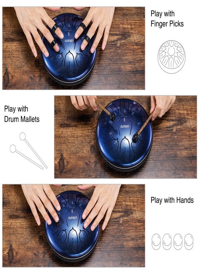 LEKATO Steel Tongue Drum 6 Inch 11 Notes, Rain Drum for Outdoor D Major Handpan Drum for Musical Education Meditation Yoga,Christmas Gift for Families/Friends - Image 3