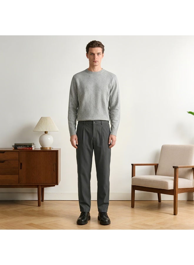 Markless Men's Casual Pants Autumn Winter Loose Tapered Easy-care Simple Versatile Trousers 3847 Gray 32 - Image 2