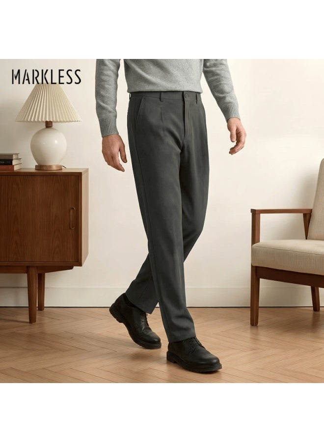 Markless Men's Casual Pants Autumn Winter Loose Tapered Easy-care Simple Versatile Trousers 3847 Gray 32 - Image 1