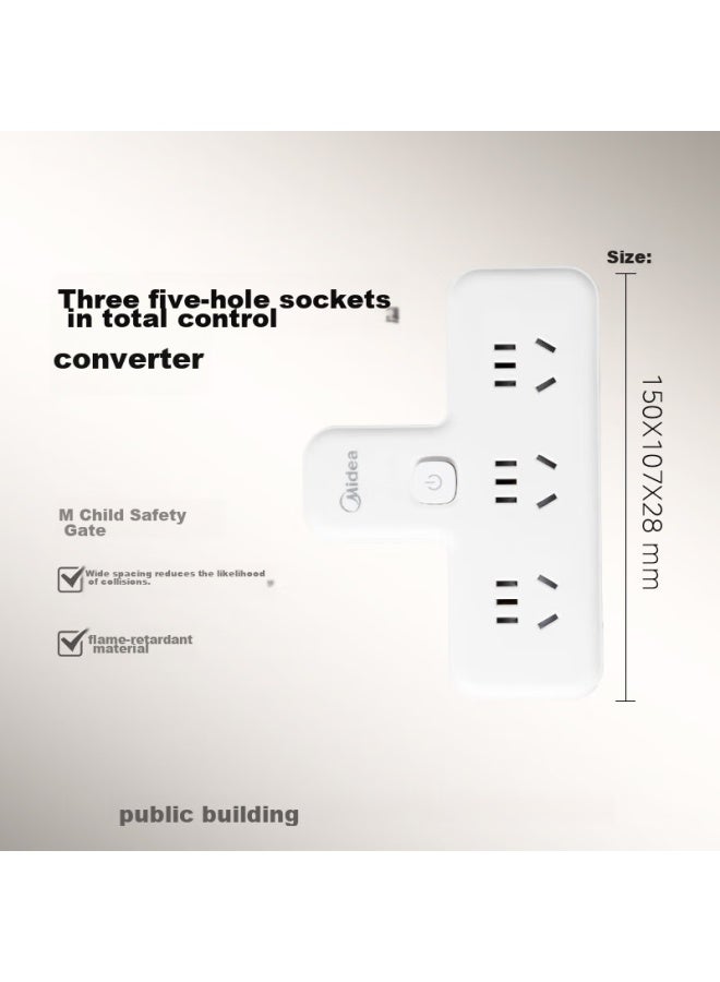 Midea Power Strip/three-g Adapter/one-to Socket/power Converter/power Strip With Master Switch, 3 Outlets, 5 Sockets, Ep2zkc35 - Image 1