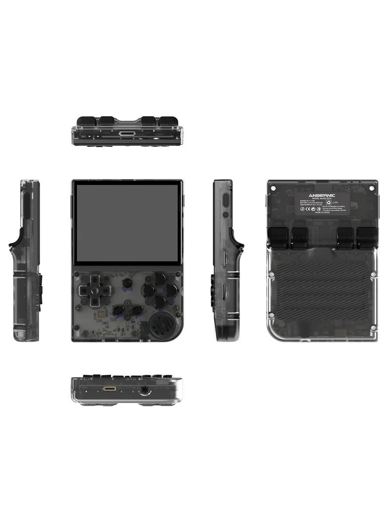 RG35XX Handheld Game Console , Dual System , 3.5 Inch IPS Screen Built-in 64G TF Card 6831 Classic Games Support HDMI TV Output (Transparent Black)